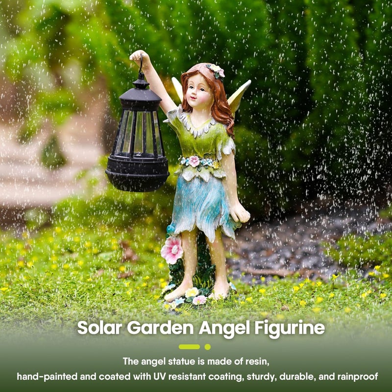 Pohabery Fairy Garden Statue Solar Garden Fairy with Lantern Light Outdoor Decoration Waterproof Solar Sculpture for Patio Yard Lawn Gift for Mom Grandma - Image 3